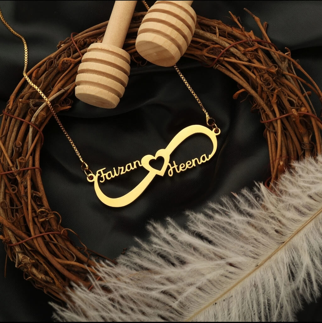 Infinity Heart Style Couple Name Necklace