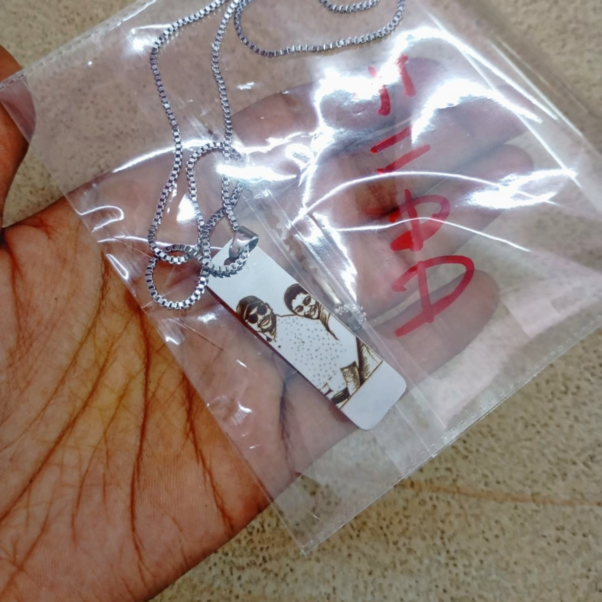 Personalized Photo Sketch Engraving Necklace - Silver Colour