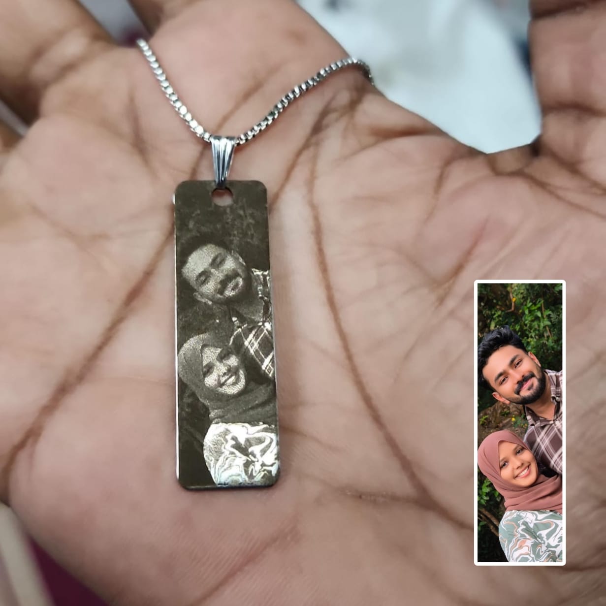 Personalized Photo Engraving Necklace - Silver Colour