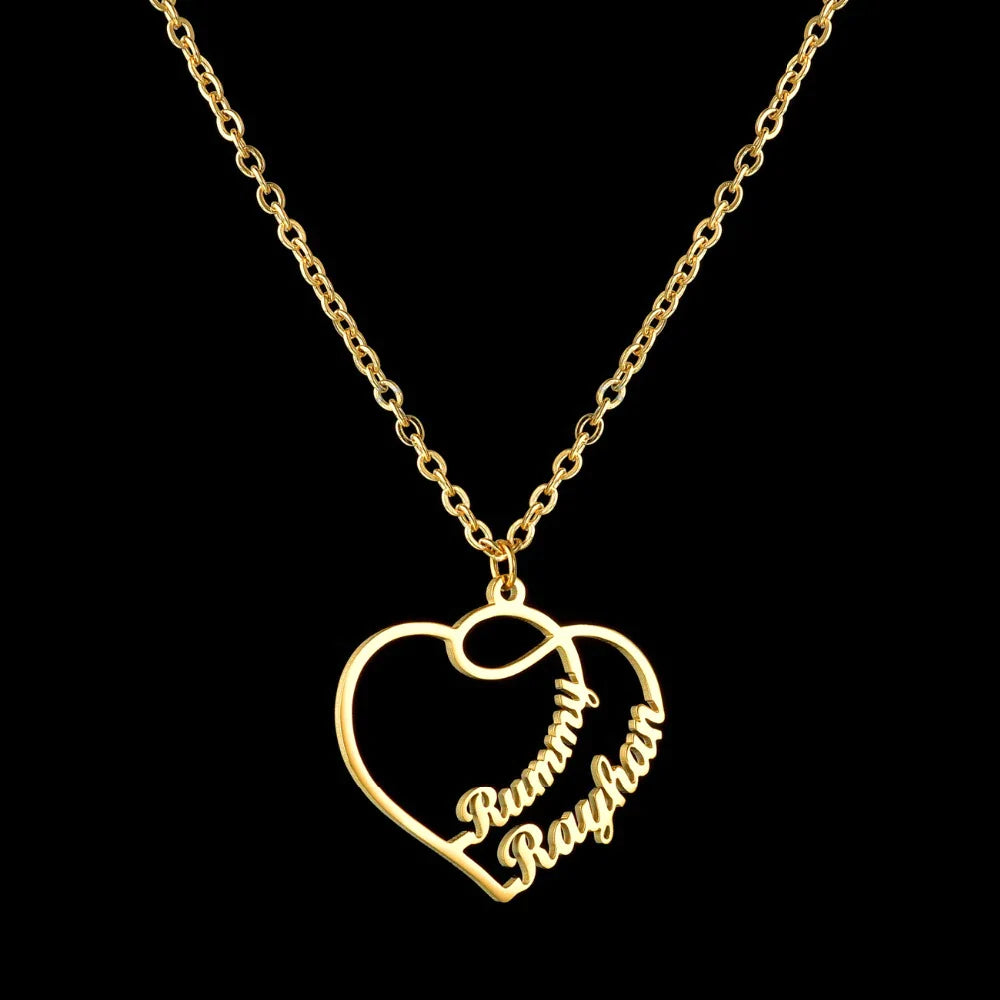 Couple Heart Name Pendant