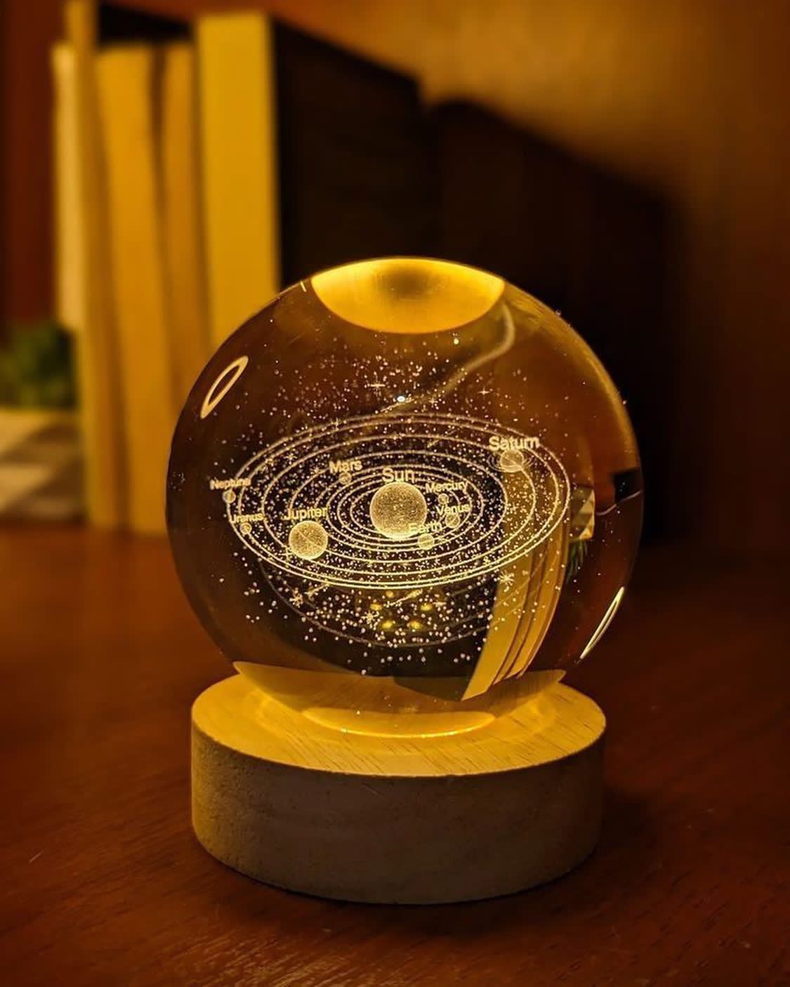 3D Solar System Crystal Ball Lamp