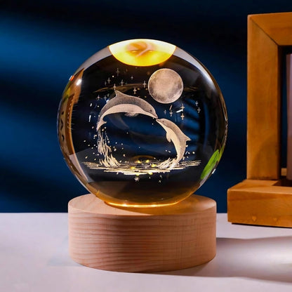 3D Dolphin Crystal Ball Lamp