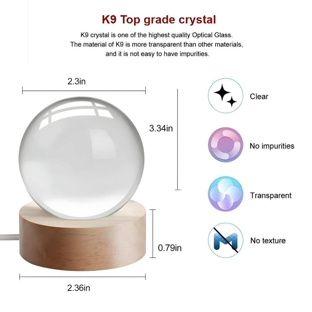 3D Ring Moon Crystal Ball Lamp