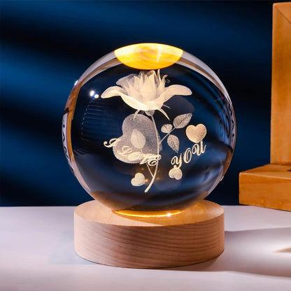 3D Rose Crystal Ball Lamp