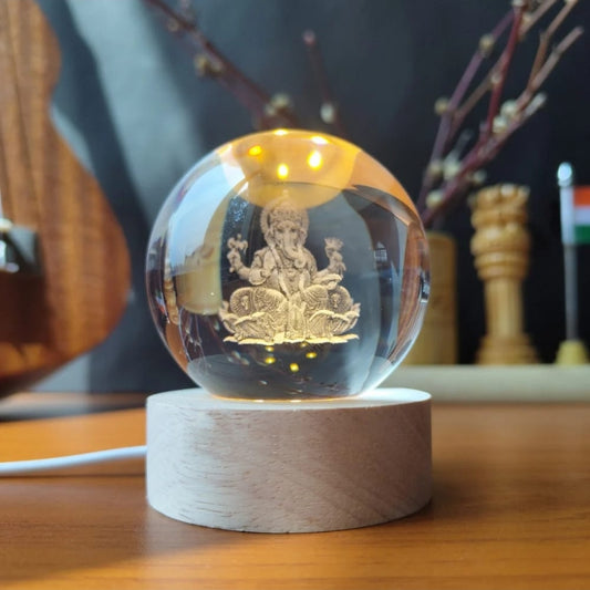 3D Lord Ganesha Crystal Ball Lamp