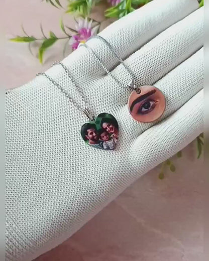 Colour Photo Printed Necklace - Heart Shape