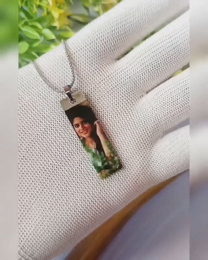 Personalized UV Laser Printed Necklace - Silver Colour - Colour Print