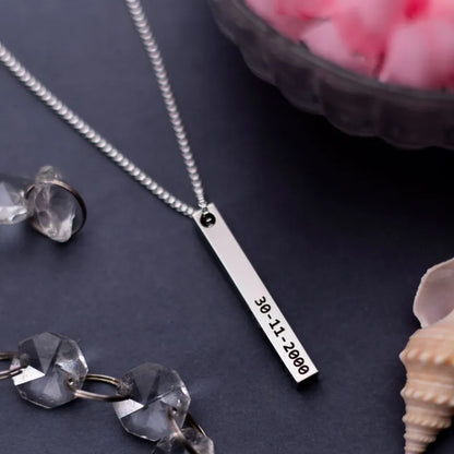 Silver Plated Personalized 3D Bar Pendant