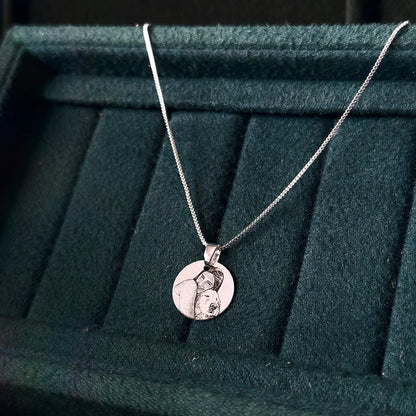 Personalized Photo Sketch Engraving Necklace - Round Shape