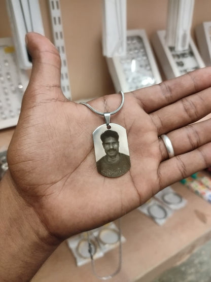 Personalized Photo Engraving Necklace | Army Pendant Shape