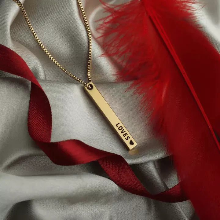 Gold Plated Personalized 3D Bar Pendant