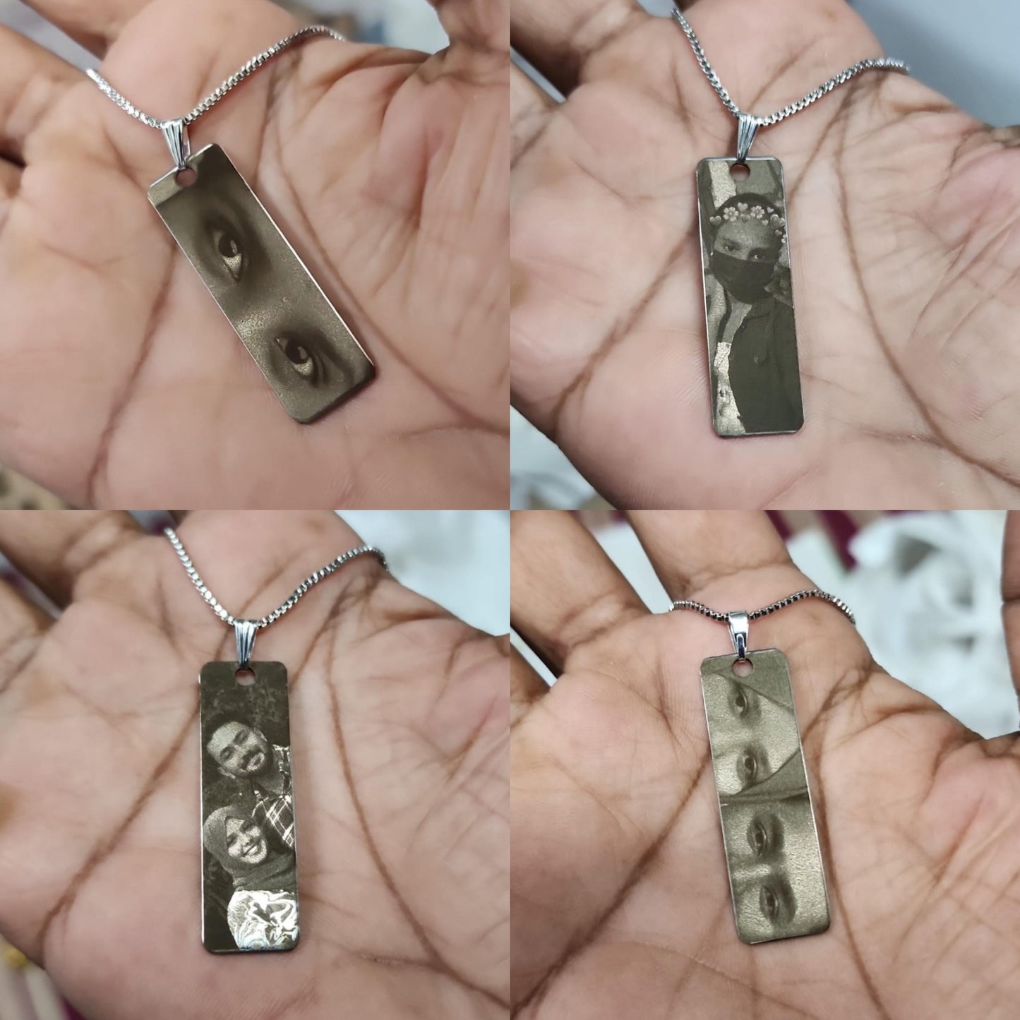 Personalized Photo Engraving Necklace - Silver Colour