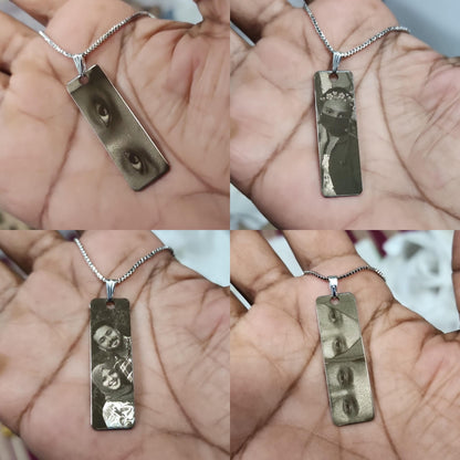 Personalized Photo Engraving Necklace - Silver Colour