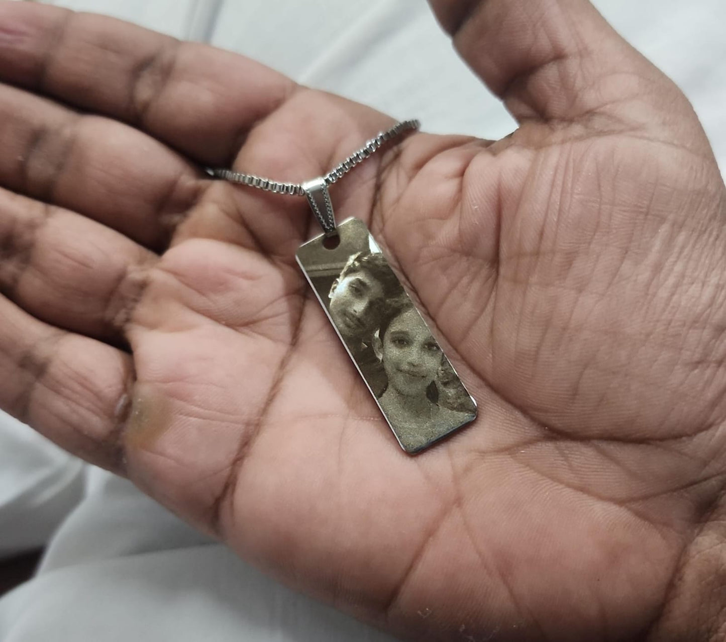 Personalized Photo Engraving Necklace - Silver Colour