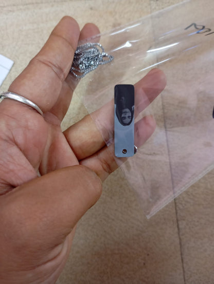 Personalized UV Laser Printed Necklace - Silver Colour - Black and White Print