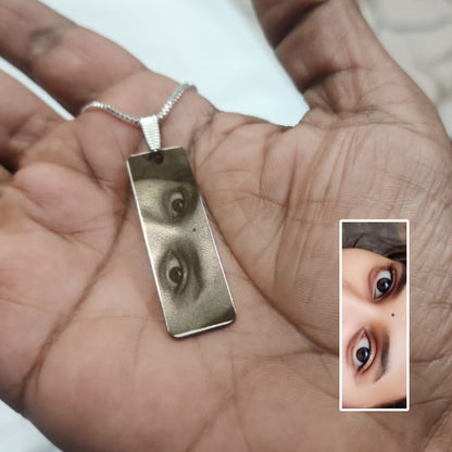 Personalized Eye Engraving Necklace - Silver Colour