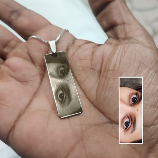 Personalized Eye Engraving Necklace - Silver Colour