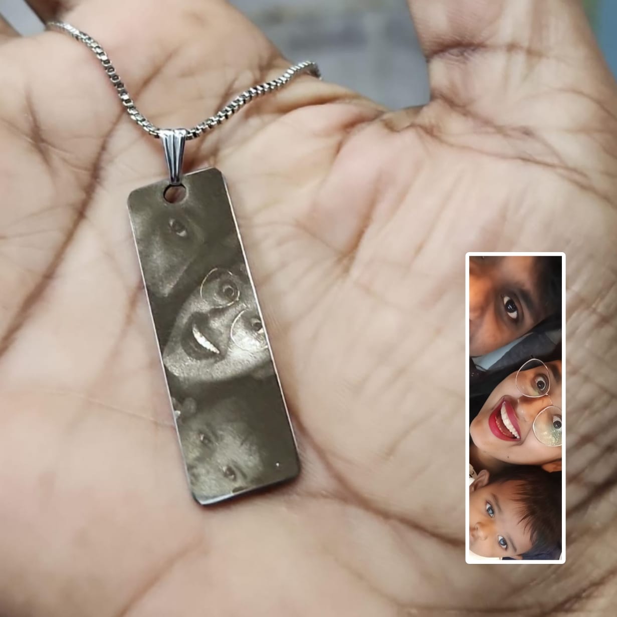 Personalized Photo Engraving Necklace - Silver Colour