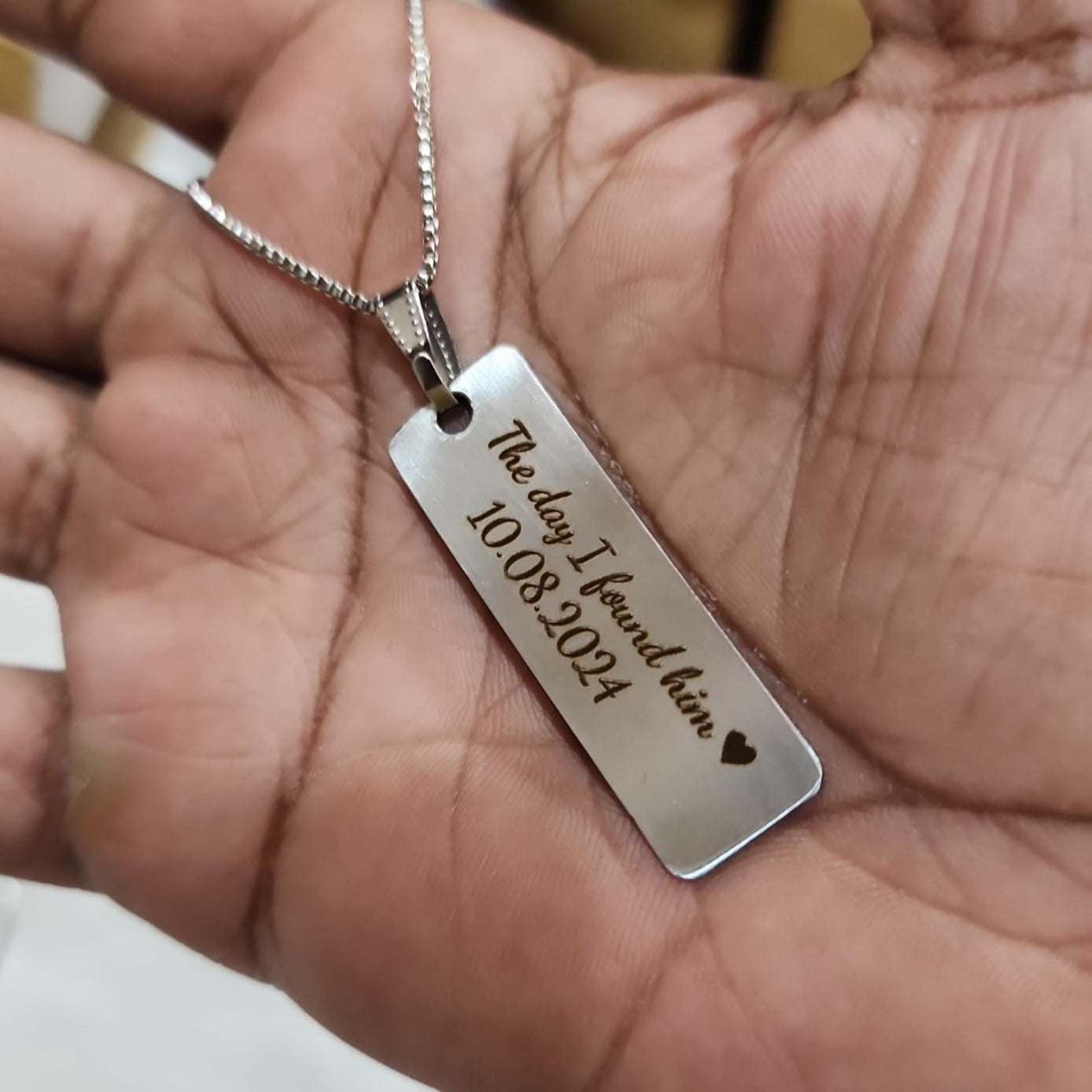 Personalized Eye Engraving Necklace - Silver Colour