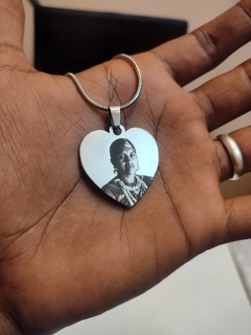 Personalized Photo Engraving Necklace Heart Shape