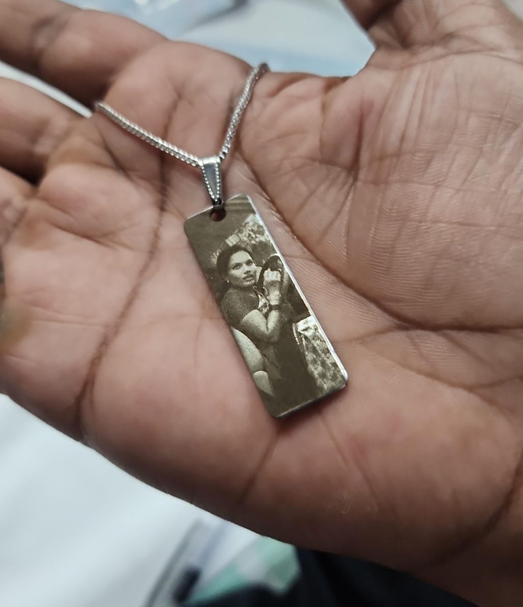 Personalized Photo Engraving Necklace - Silver Colour