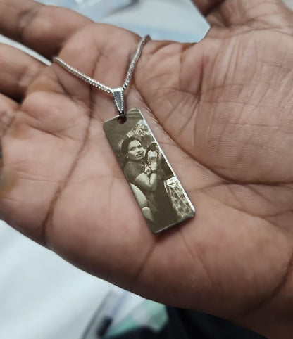 Personalized Photo Engraving Necklace - Silver Colour