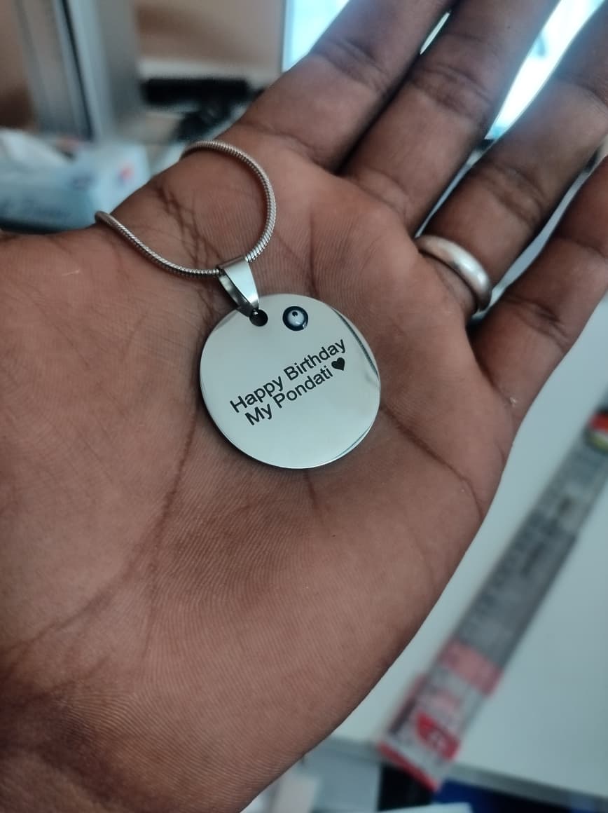 Personalized Photo Engraving Necklace Round Shape