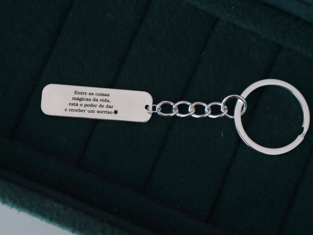 Personalized Eye or Photo Sketch Engraving Keychain - Silver Colour