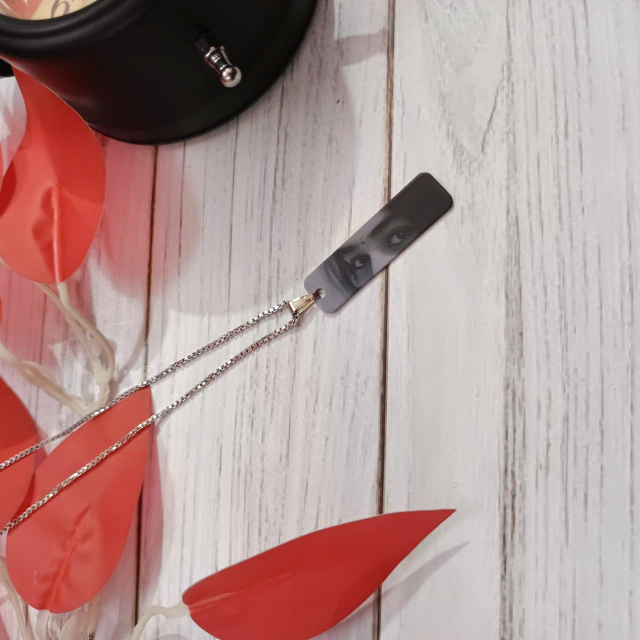 Personalized UV Laser Printed Necklace - Black & White