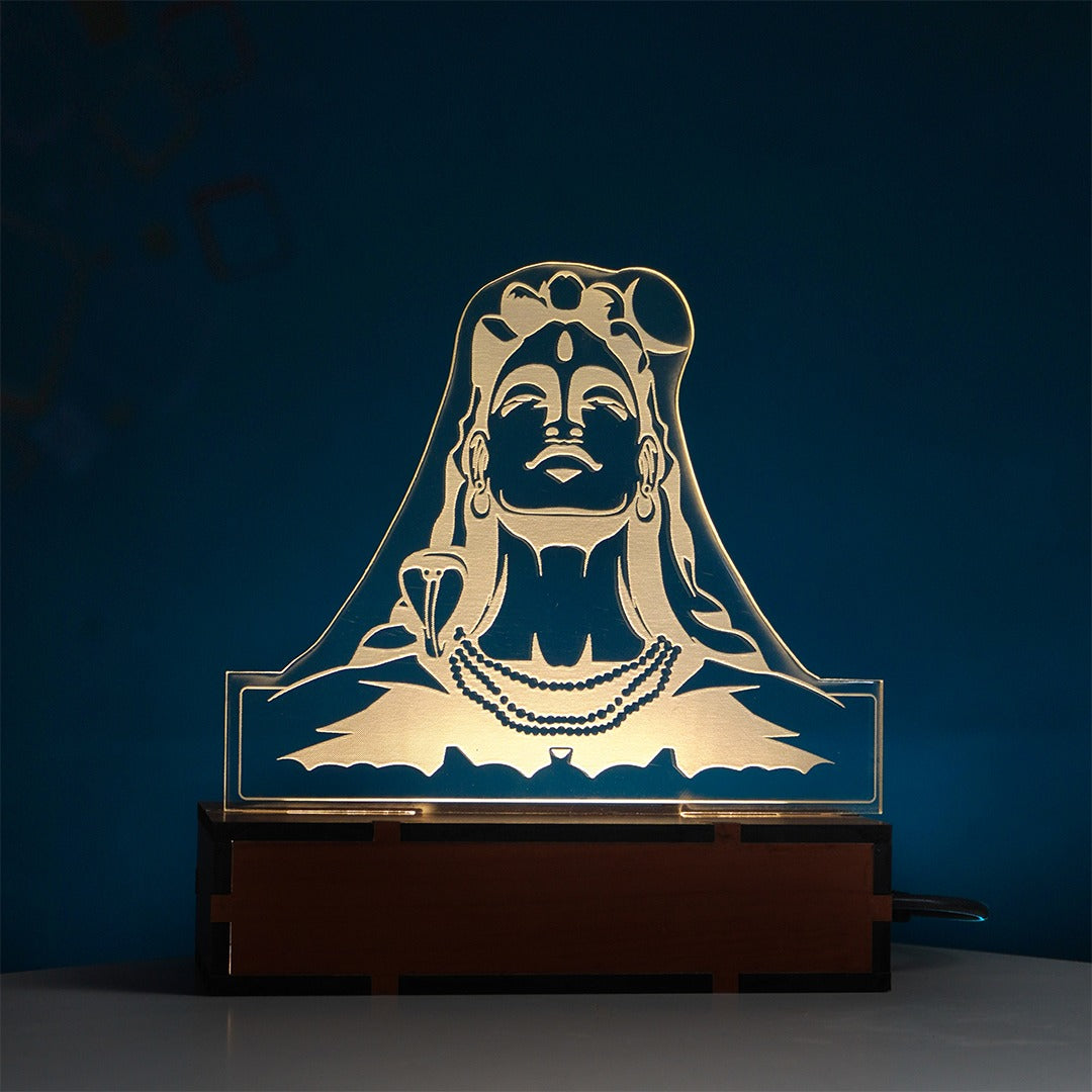  Engraved LED acrylic spiritual design of Lord Shiva face art