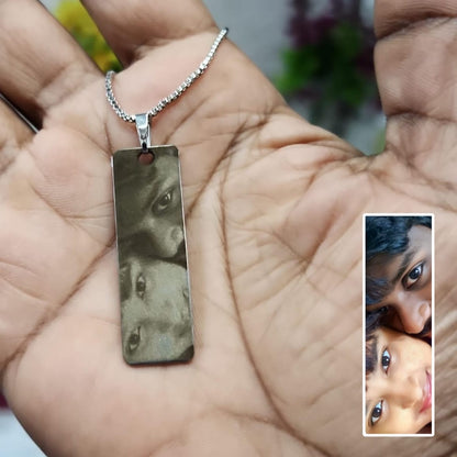 Personalized Photo Engraving Necklace - Silver Colour