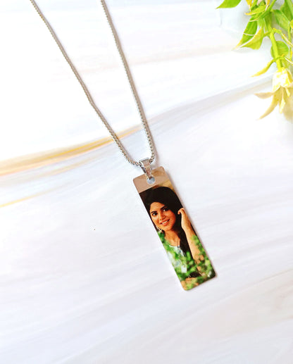Personalized UV Laser Printed Necklace - Silver Colour - Colour Print