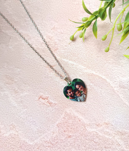 Colour Photo Printed Necklace - Heart Shape