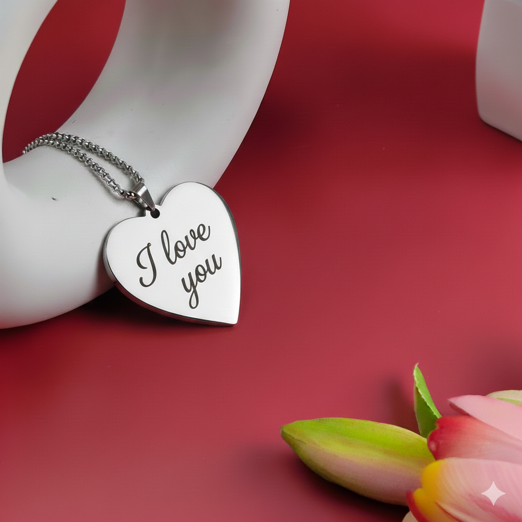 Personalized Photo Engraving Necklace Heart Shape