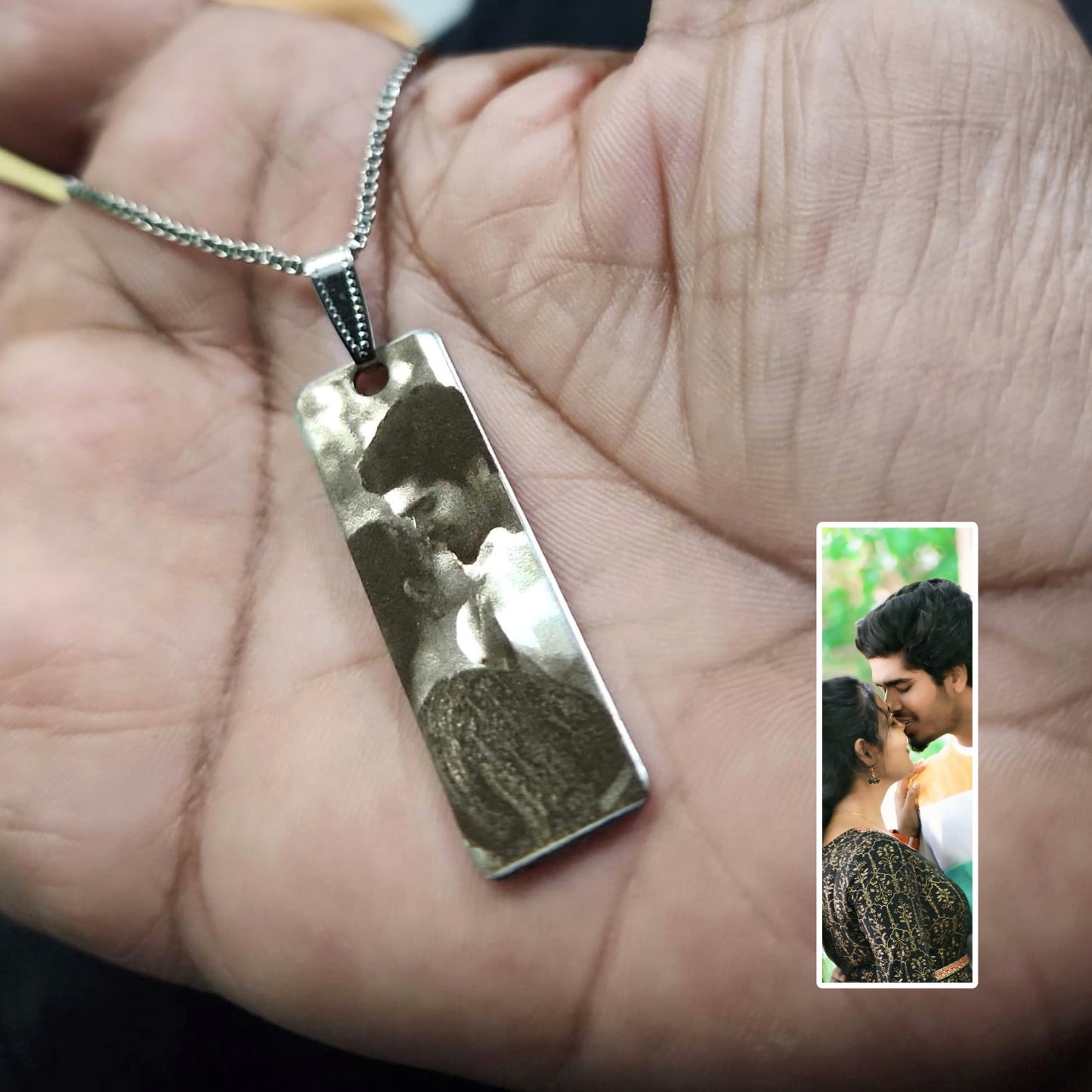 Personalized Photo Engraving Necklace - Silver Colour