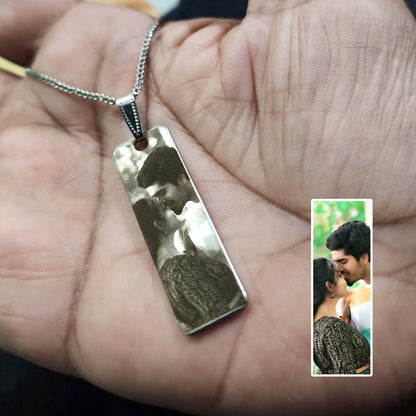 Personalized Photo Engraving Necklace - Silver Colour
