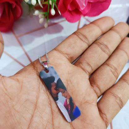 Personalized UV Laser Printed Necklace - Silver Colour - Colour Print