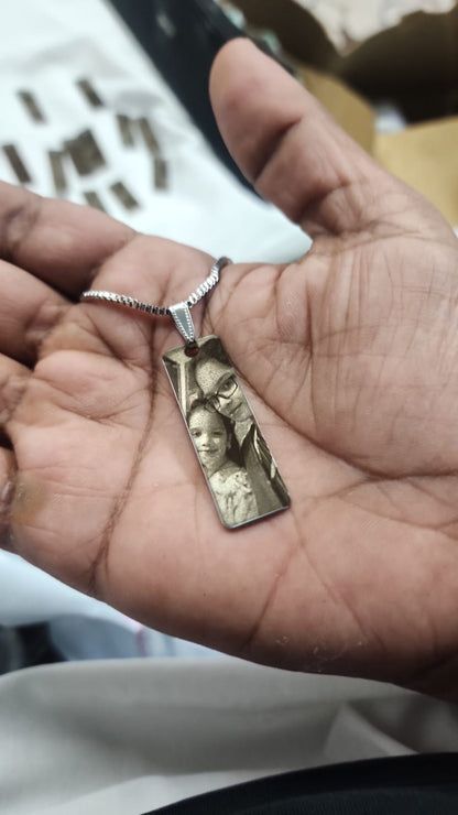 Personalized Photo Engraving Necklace - Silver Colour