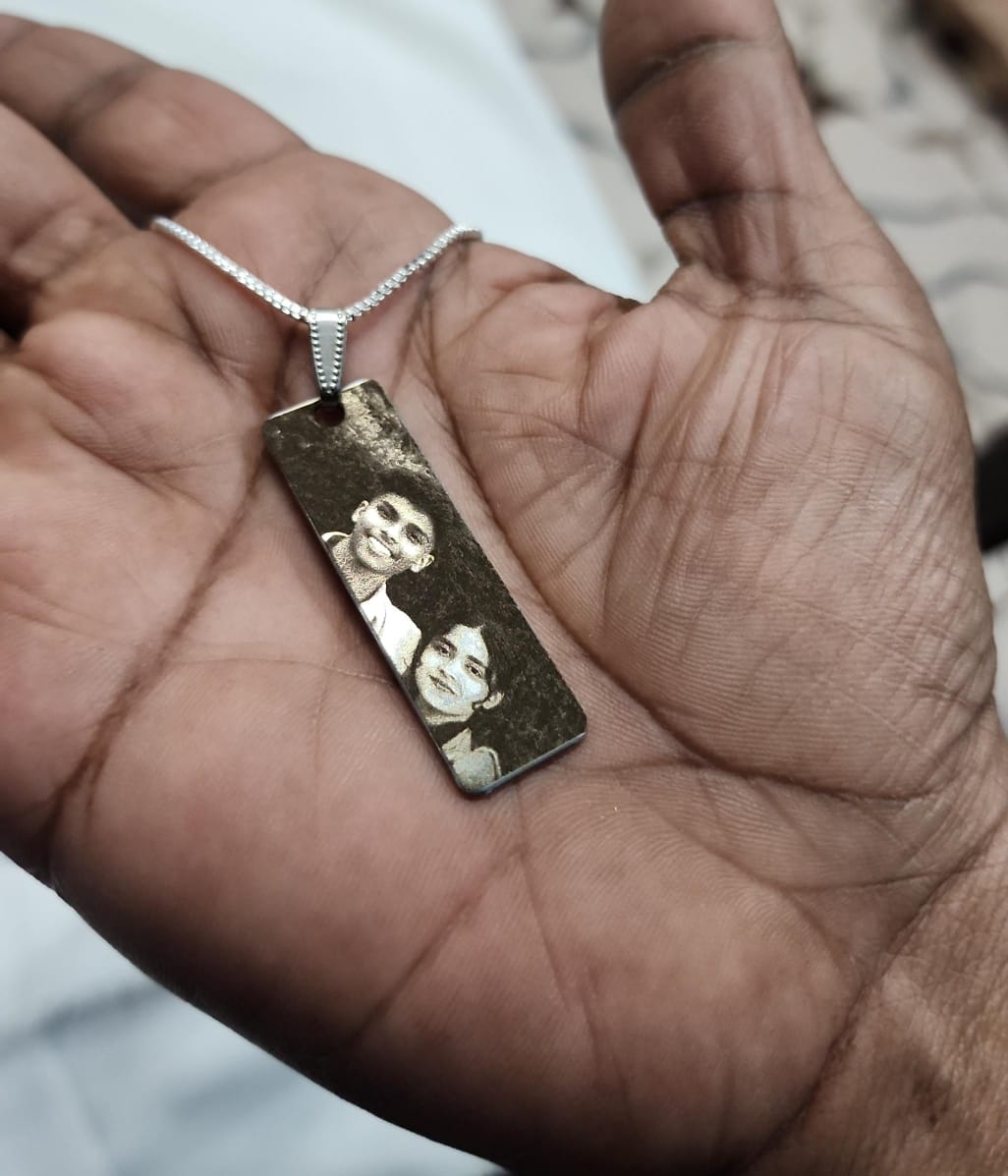 Personalized Photo Engraving Necklace - Silver Colour